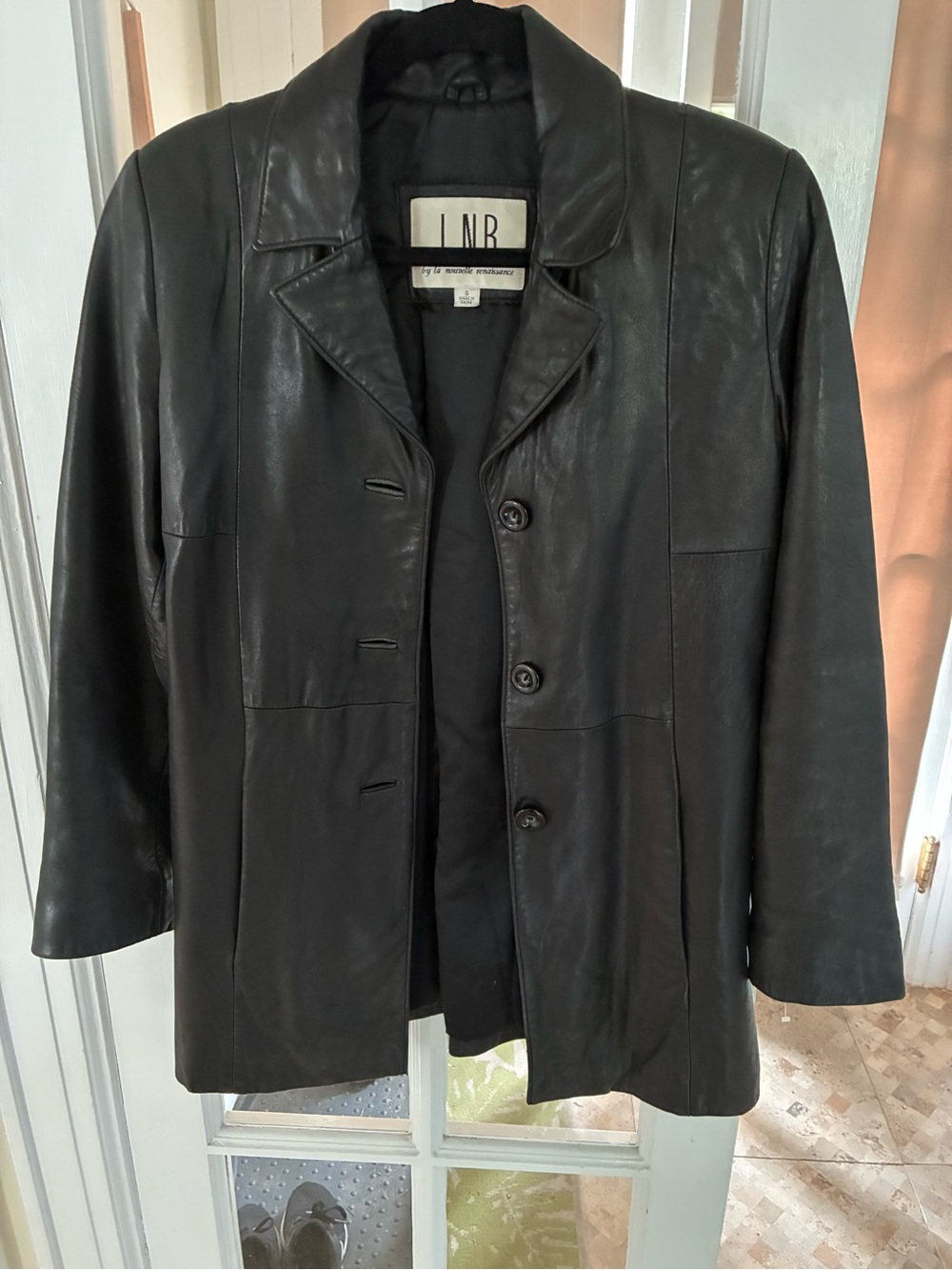 LNR Women’s Black Leather Button-Front Jacket